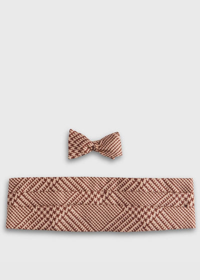 Printed Silk Formal Set - Tan/Brown