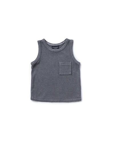 Acid Wash Ribbed Tank - Black - Tank Top