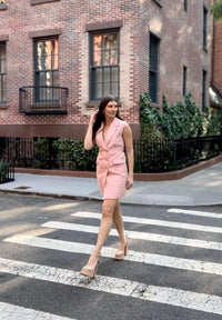 Tiff Double-Breasted Tweed Dress - Pink