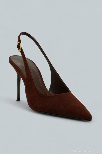 Alicia Sling Suede Pump - Brown - 8 - Heels