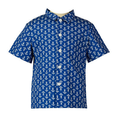 Anchor Shirt - Royal Blue - 10y - Button Down Shirt