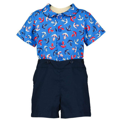 Anchor Shirt & Short Set - Collared Shirt