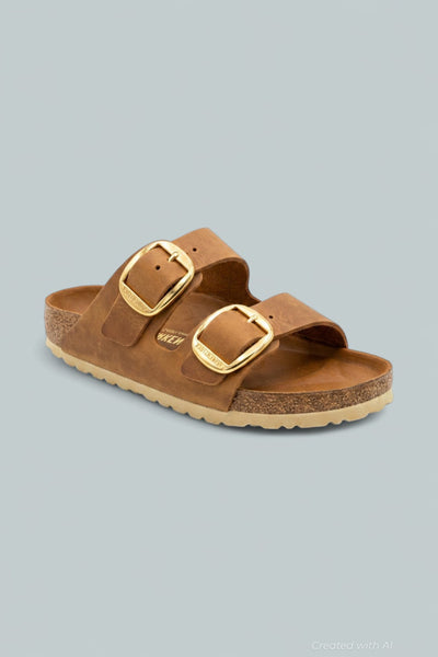 Arizona Big Buckle Slide Sandals - Brown - 7 - Sandals