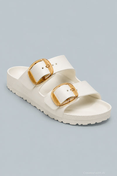 Arizona Eva Big Buckle Women’s Sandals - Eggshell - 8 - Sandal
