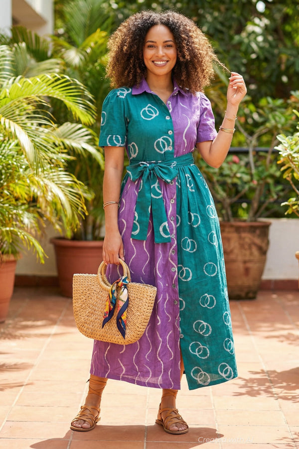 Asake Dress - Green and Purple - dresses - baby