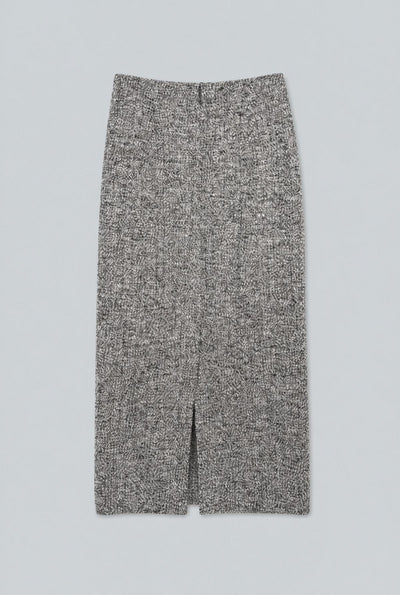 Boucle Jersey Tweed Pencil Skirt - Black/Ivory