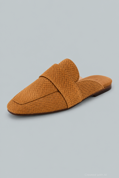 At Ease Embossed Loafers - Tan Suede - US 8 - Mules