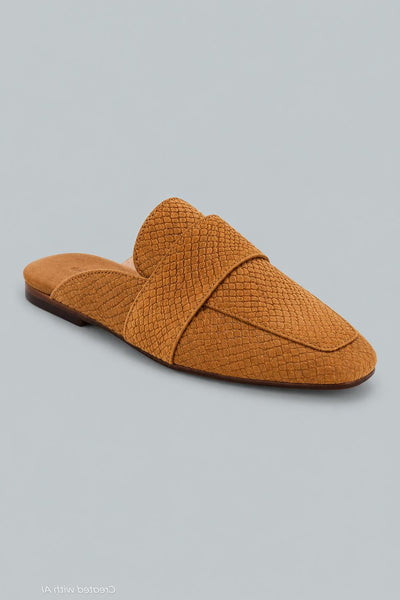 At Ease Embossed Loafers - Tan Suede - US 8 - Mules