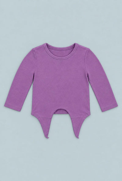 Deep Purple Long Sleeve Tie Top - Grape Jelly