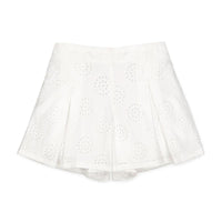 Pleated Pull-On Short - White Circle Eyelet