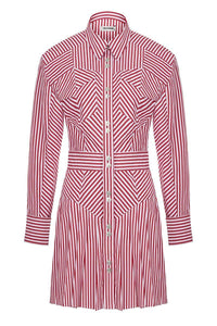 Shoulder Pad Pleated Mini Dress - Multi-Colored