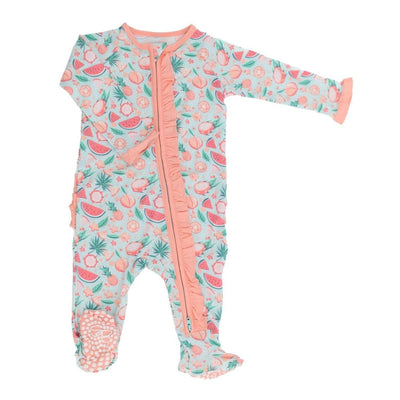 Ruffle Footie - Dragon Fruit - Newborn - Onesie