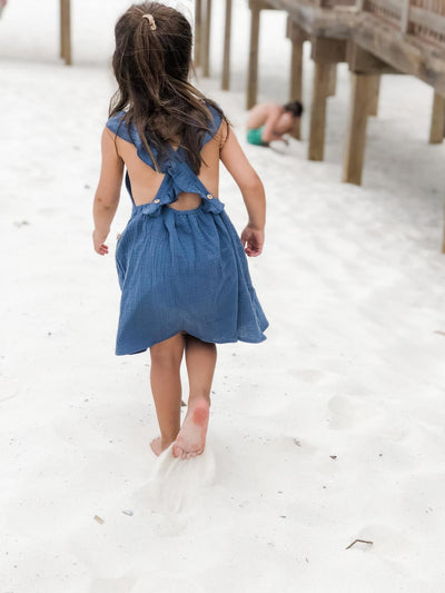 Baby Crossback Ruffle Dress - Ocean - Dresses