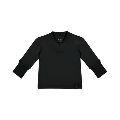 Baby Henley with Long Sleeve - Black - 0-3m - Henley