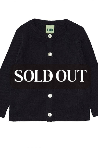 Baby Pearl Button Rib Cardigan - Dark Navy - Cardigan