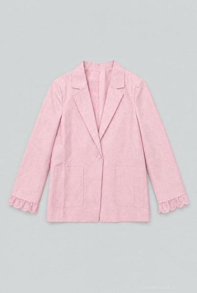 Blazer With Eyelet Cuffs - Pink - Blazer