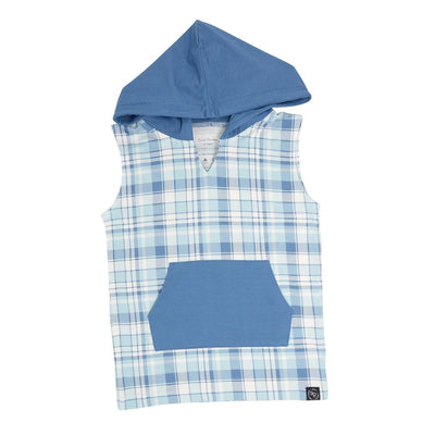 Tank Hoodie - Plaid Blue