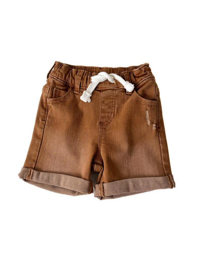 Boys Rolled Denim Short - Dark Camel - Shorts