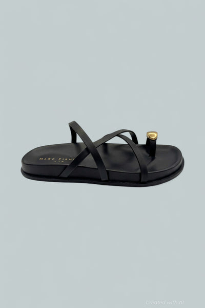 Braidey Toe Ring Sandals - Black 001 Leather - 10 - Sandals