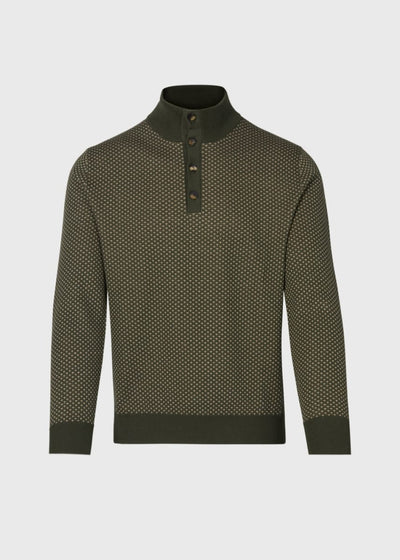 Button Mock Neck Sweater - Olive - XXL (46) - Sweater