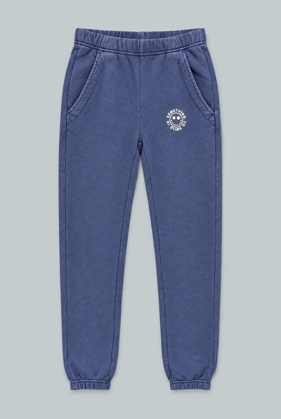 Something To Smile In Classic Sweatpants - Washed Navy