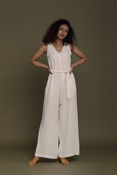 Breakfast In Bed Jumpsuit - Shell Off/White