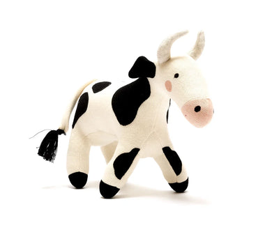 Knitted Organic Cotton Cow Plush Toy - One Size - ’Stuffed Animal - Baby Kids Adult’