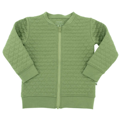 French Terry Hearts Jacket - Olive Green