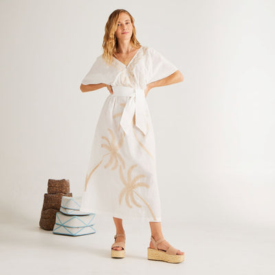 Penelope Dress - White Palm