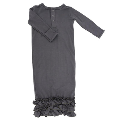 Ruffle Gown - Charcoal Black