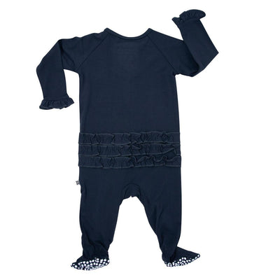 Ruffle Footie - Midnight Black