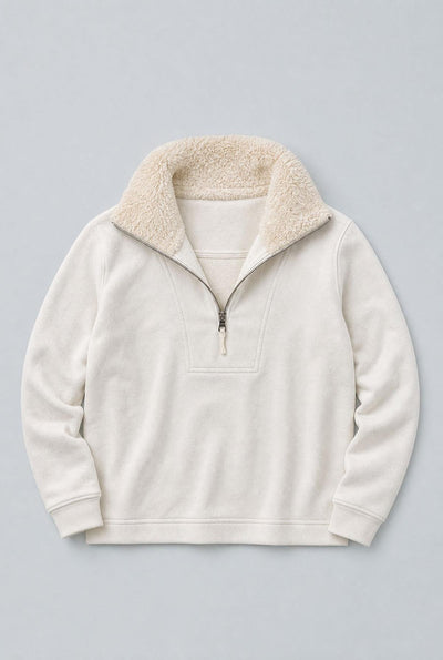 Quarter Zip Sherpa Collar - Ivory