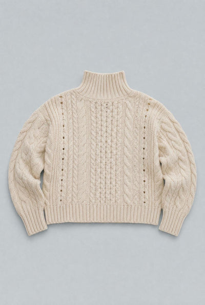 Cableknit Turtleneck Sweater - Ivory