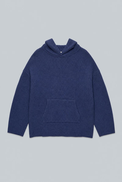 Ribbed Textured Hoodie - Navy