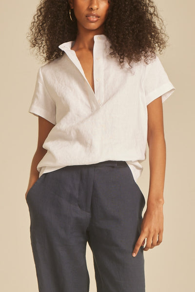 Popover Linen Shirt - White