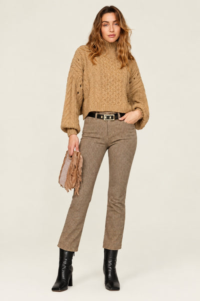 Cableknit Turtleneck Sweater - Tan