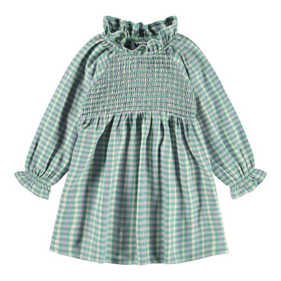 Campa Dress Long Sleeve - Menthe Gingham - 12M (80cm) - Dresses