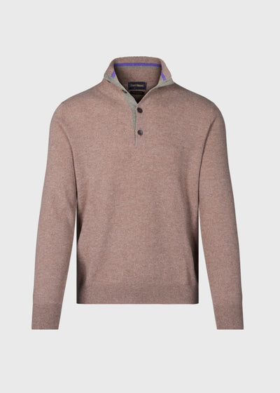 Cashmere Button Mock Sweater - Mink - Sweater