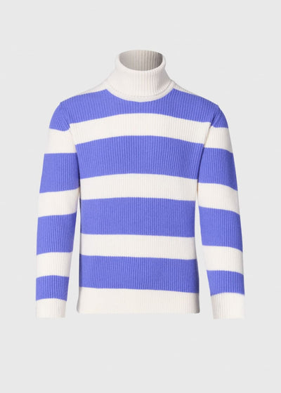 Cashmere Striped Turtleneck - Lavender/White - S (38) - Turtleneck