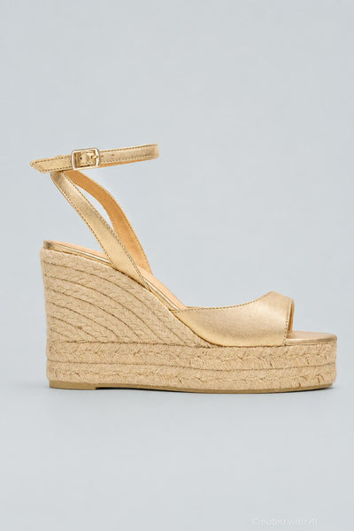 Castaner Brook Espadrille Wedges - Gold - 8 - Flip Flops
