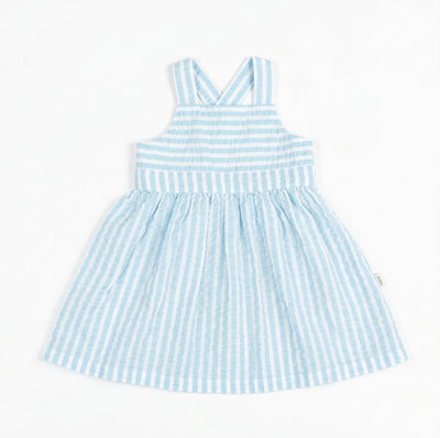 Sky Stripes Dress - Sky Blue