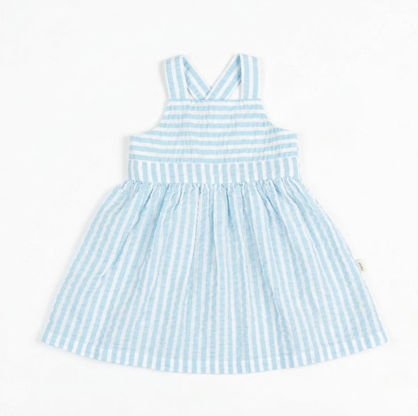 Sky Stripes Dress - Sky Blue