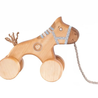 Pull Toy Blue Horse - Blue - Wooden - ’Toy - Baby Kids Adult All’