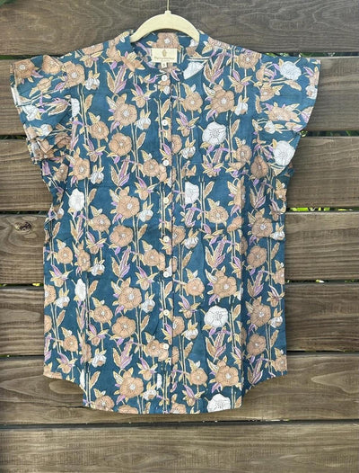 Celia Top - Peacock Floral - Size 3 - Blouse
