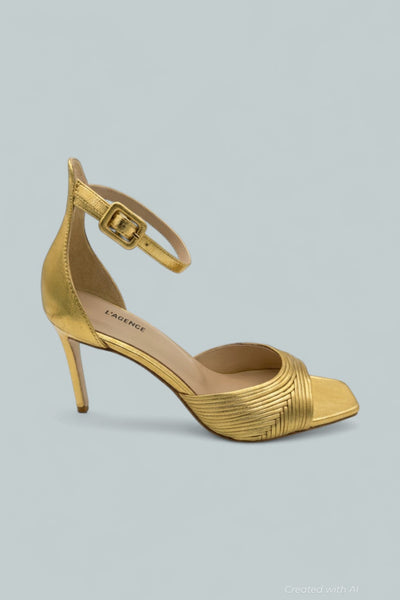 Cici Metallic Leather Sandals - Gold Leather - 6.5 - Stiletto
