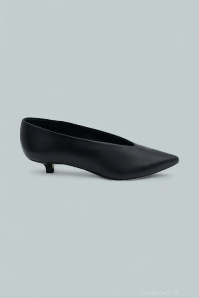Clara Leather Kitten Heel Pumps - Black - EU 38.5 - Sandal