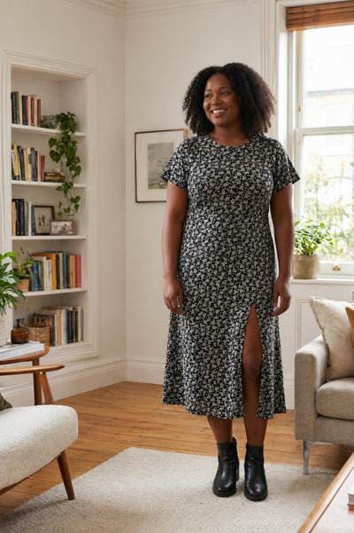 Claudia Dress - Black Floral - 3XL - Dresses