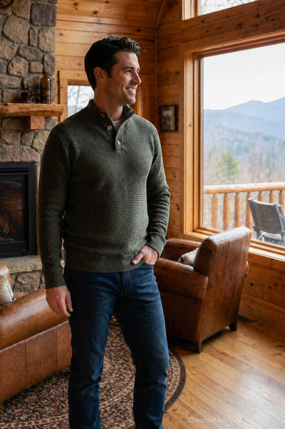 Cody Two Tone Textured Pullover - Thyme - Sweater