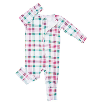 Convertible Romper - White Tartan - Newborn - Onesie