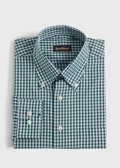 Cotton Classic Gingham Sport Shirt - Dark Green - Collared Shirt